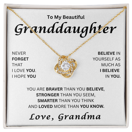 To My Beautiful Granddaughter-Love Knot Necklace