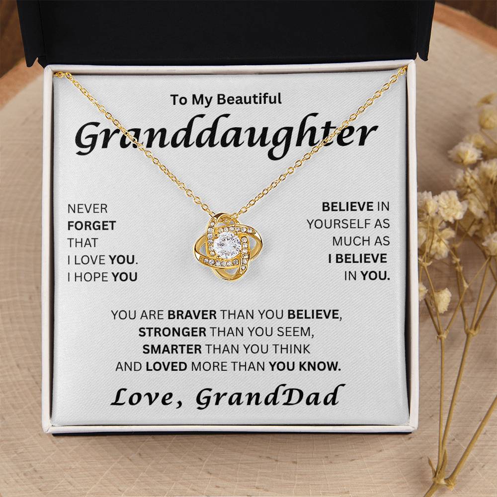 To My Beautiful Granddaughter-Love Knot Necklace