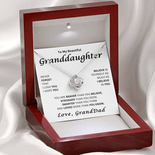 To My Beautiful Granddaughter-Love Knot Necklace