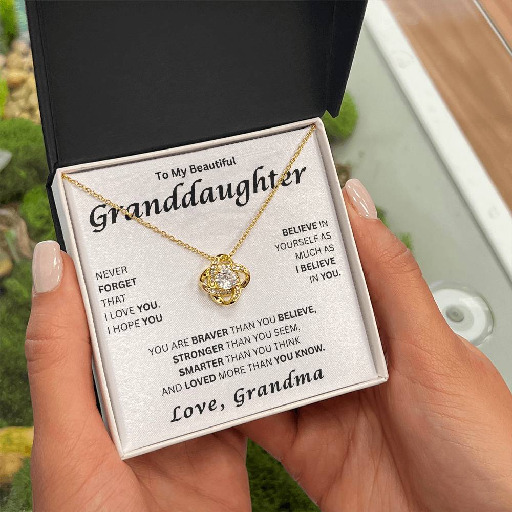 To My Beautiful Granddaughter-Love Knot Necklace