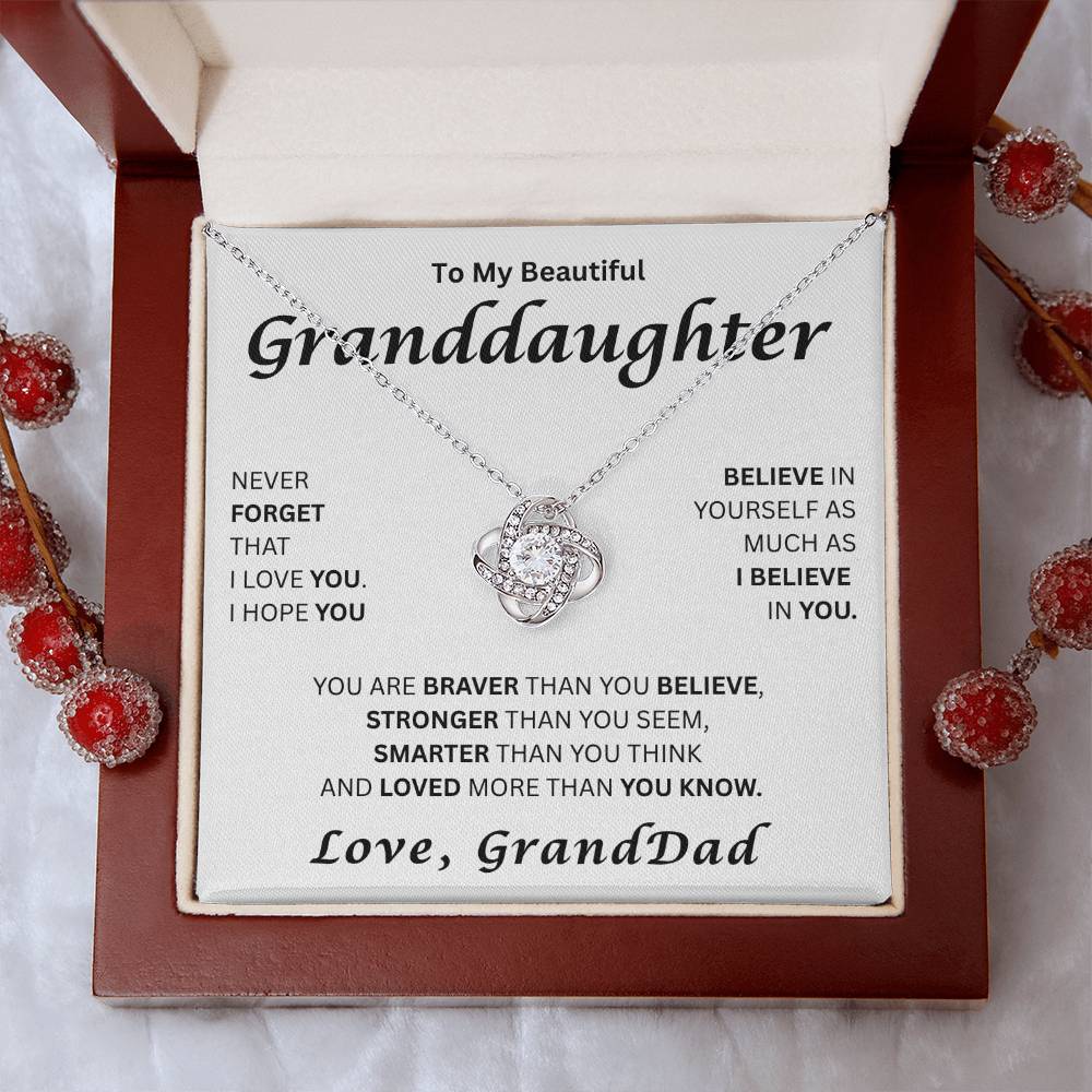 To My Beautiful Granddaughter-Love Knot Necklace