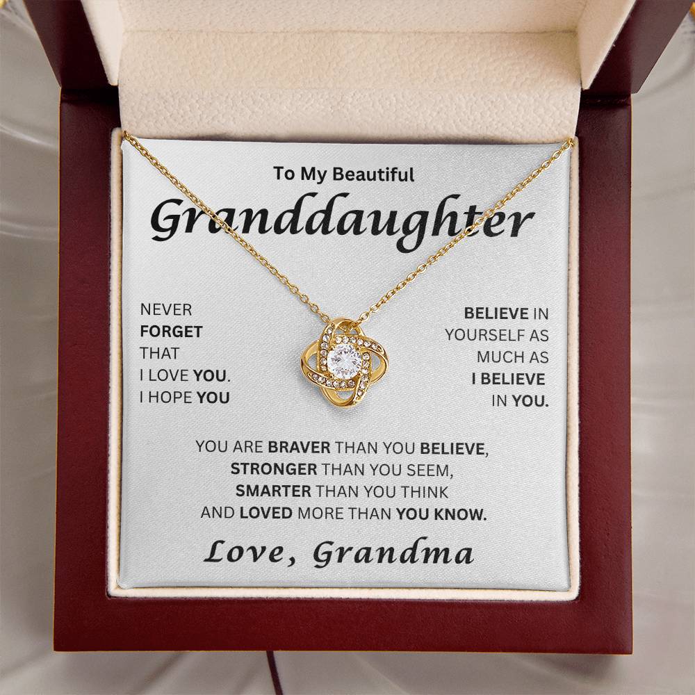 To My Beautiful Granddaughter-Love Knot Necklace