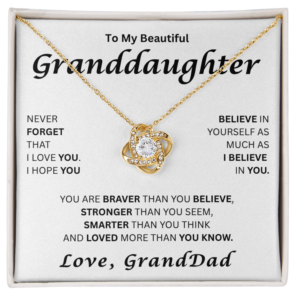 To My Beautiful Granddaughter-Love Knot Necklace