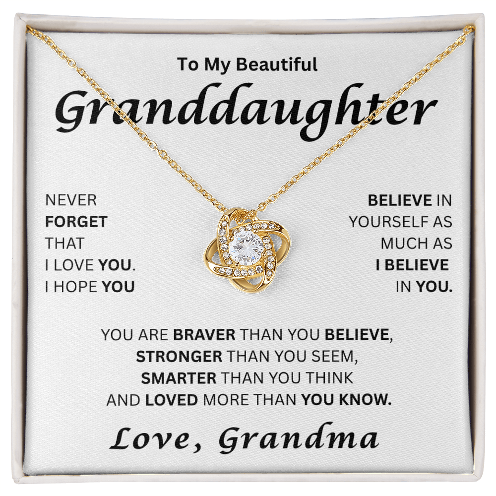 To My Beautiful Granddaughter-Love Knot Necklace