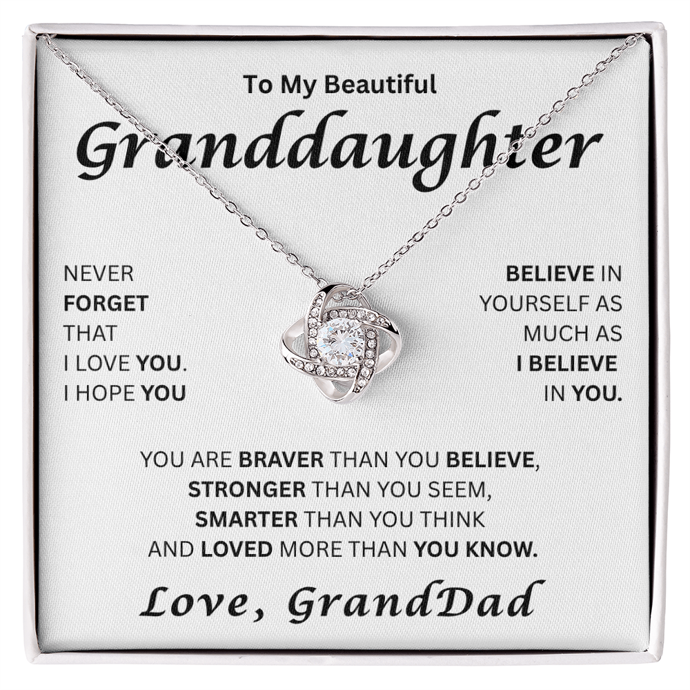 To My Beautiful Granddaughter-Love Knot Necklace