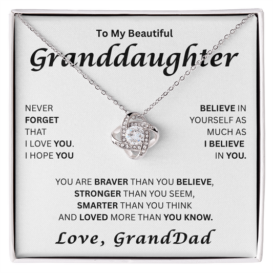 To My Beautiful Granddaughter-Love Knot Necklace
