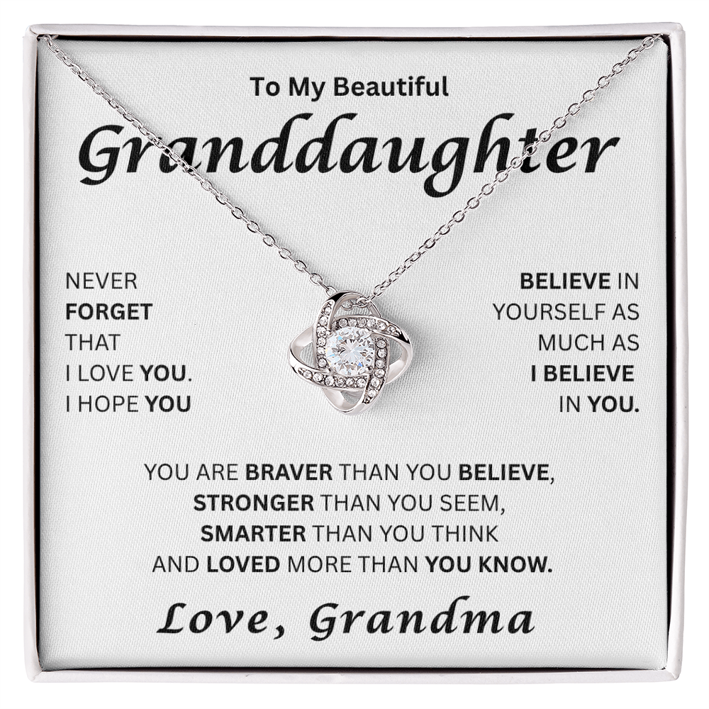 To My Beautiful Granddaughter-Love Knot Necklace