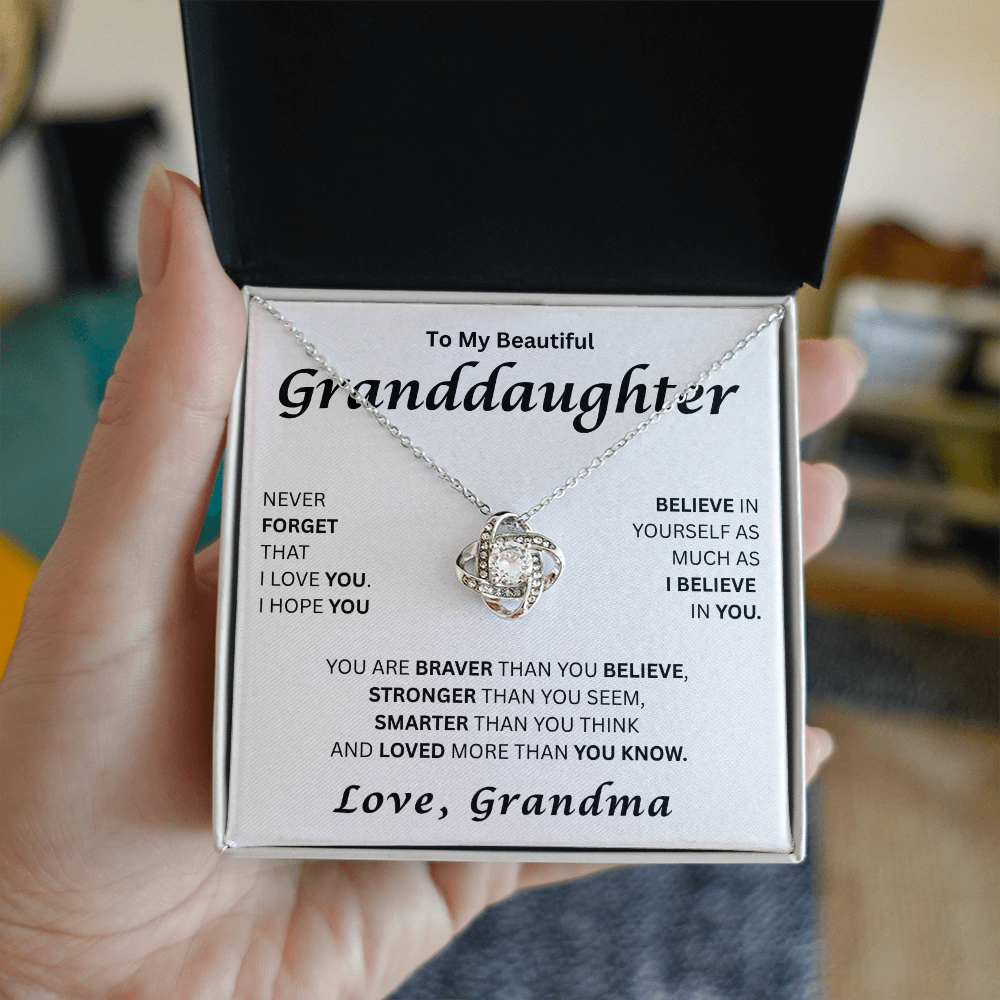 To My Beautiful Granddaughter-Love Knot Necklace