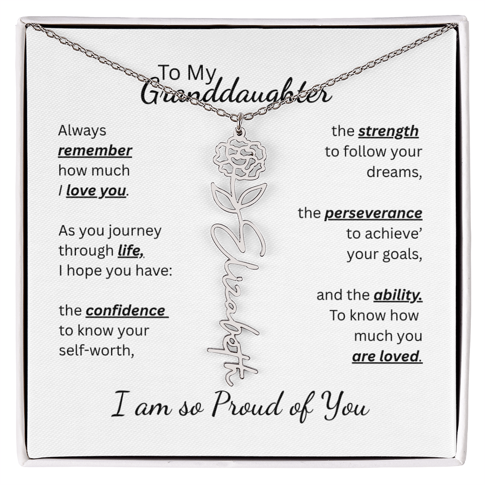 To My Granddaughter-Flower Name Necklace- Customizable