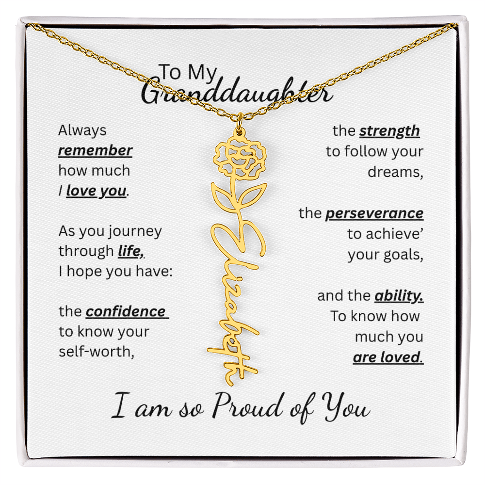 To My Granddaughter-Flower Name Necklace- Customizable