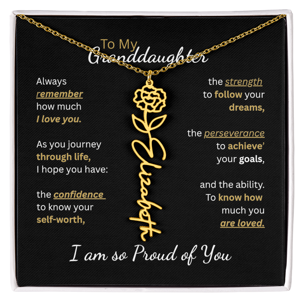To My Granddaughter-Flower Name Necklace-Customizable