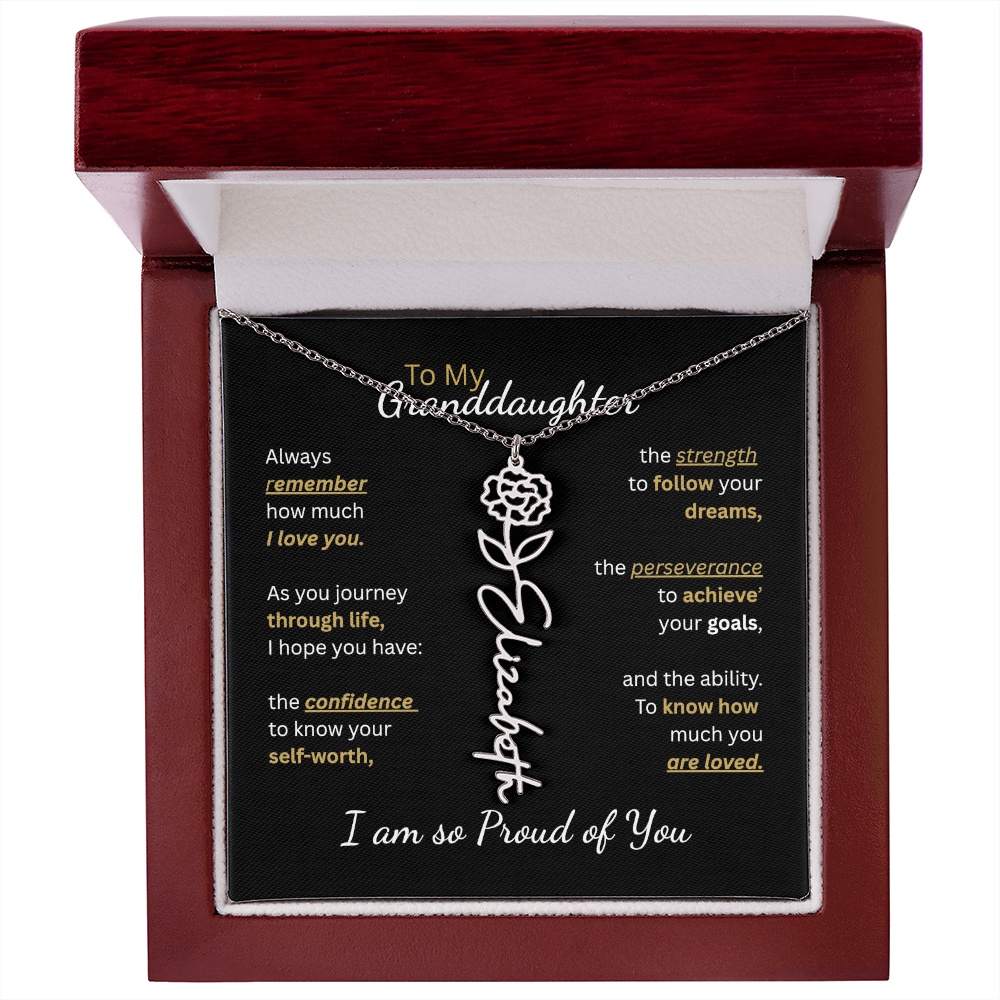To My Granddaughter-Flower Name Necklace-Customizable