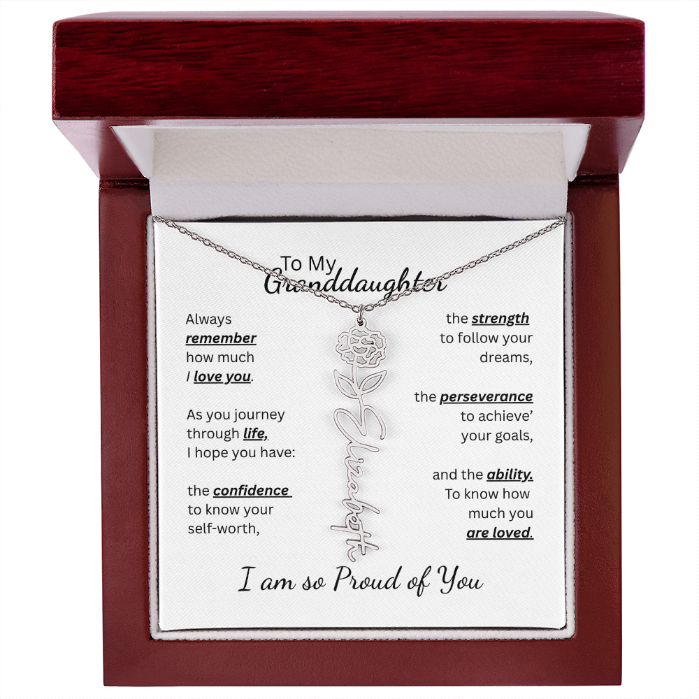 To My Granddaughter-Flower Name Necklace- Customizable