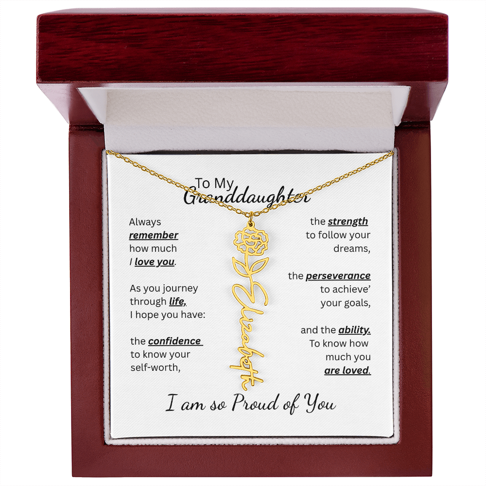 To My Granddaughter-Flower Name Necklace- Customizable