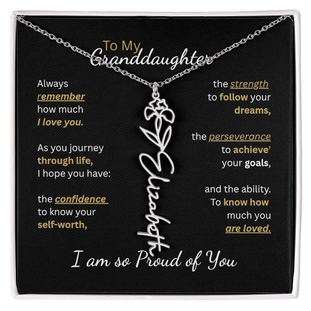 To My Granddaughter-Flower Name Necklace-Customizable