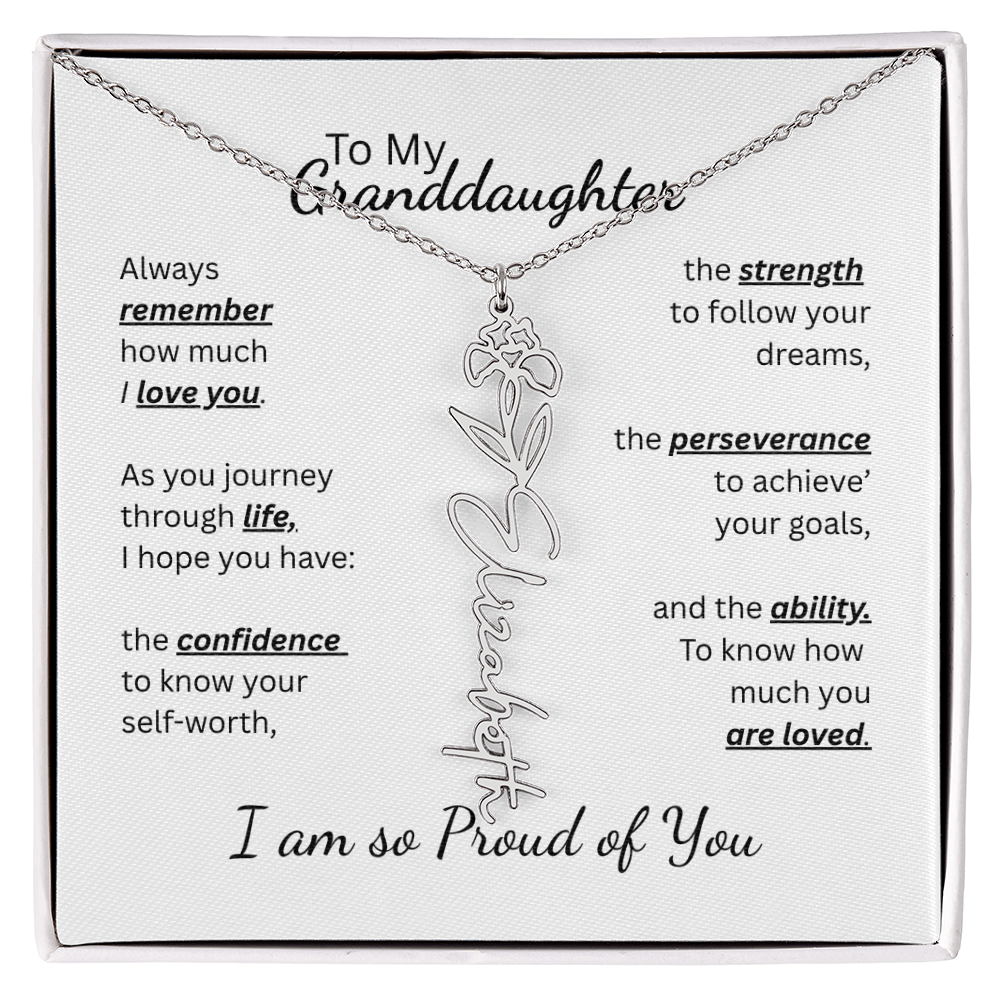 To My Granddaughter-Flower Name Necklace- Customizable