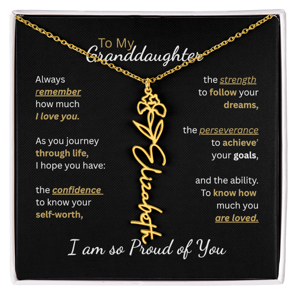To My Granddaughter-Flower Name Necklace-Customizable