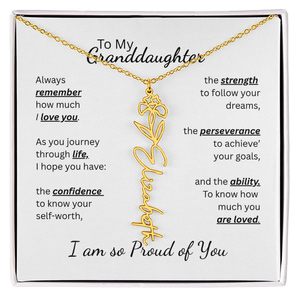 To My Granddaughter-Flower Name Necklace- Customizable
