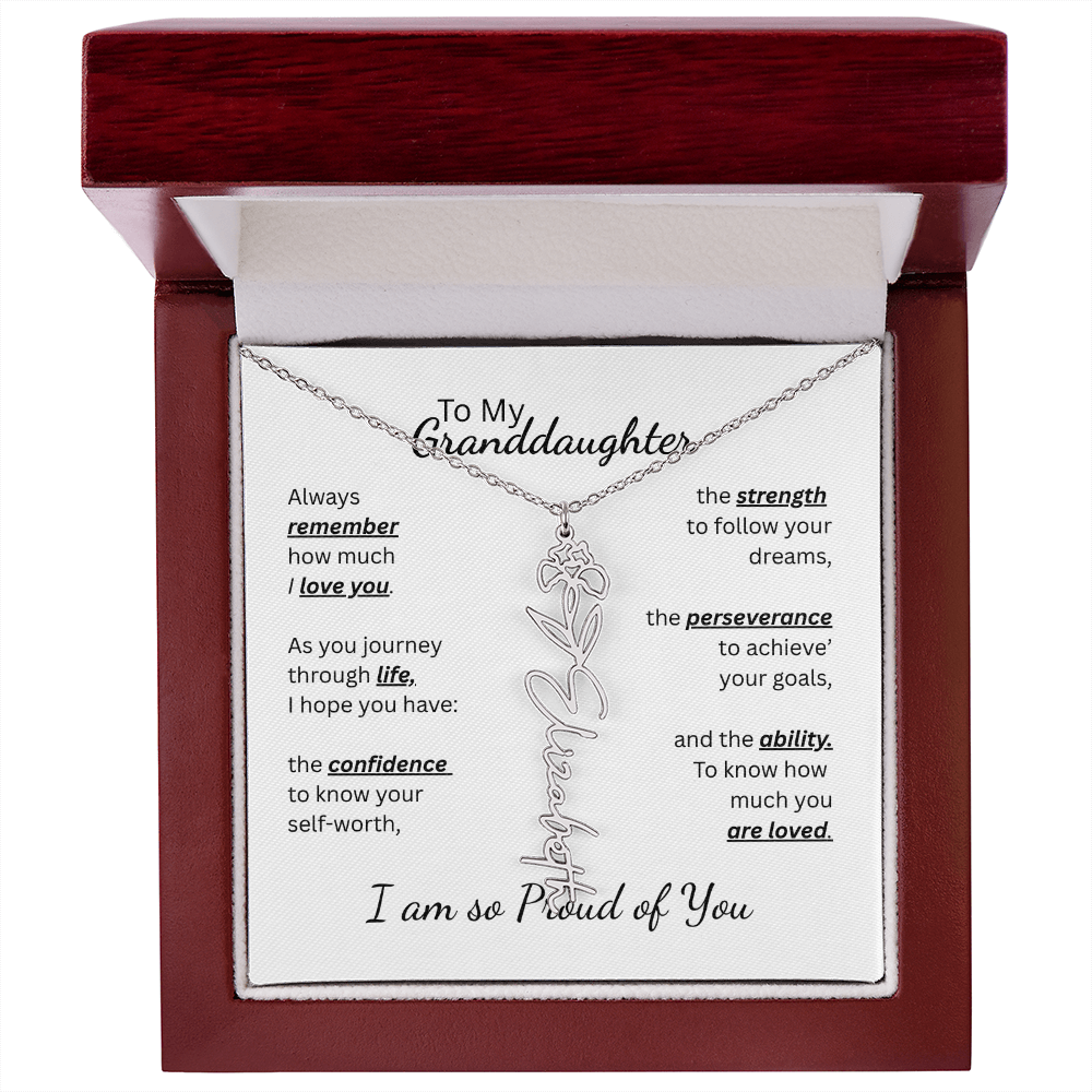 To My Granddaughter-Flower Name Necklace- Customizable