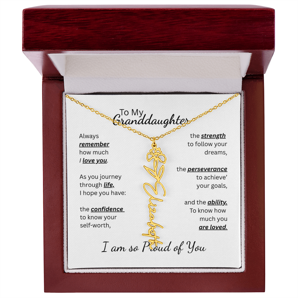 To My Granddaughter-Flower Name Necklace- Customizable