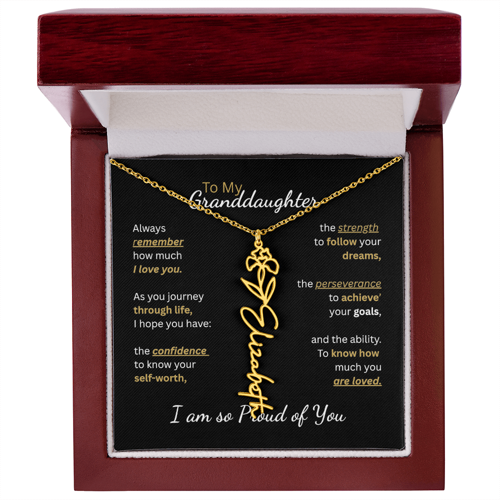 To My Granddaughter-Flower Name Necklace-Customizable
