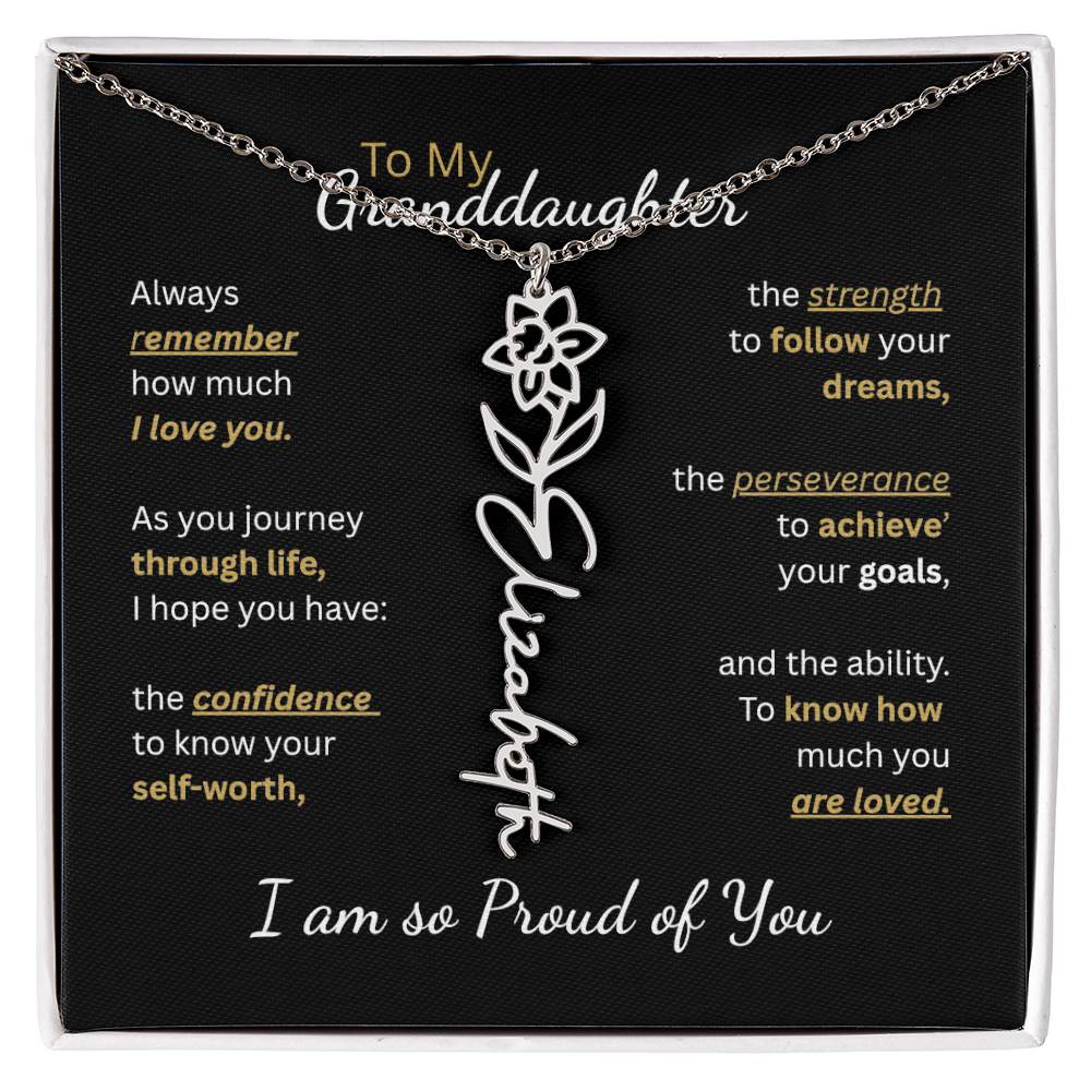 To My Granddaughter-Flower Name Necklace-Customizable
