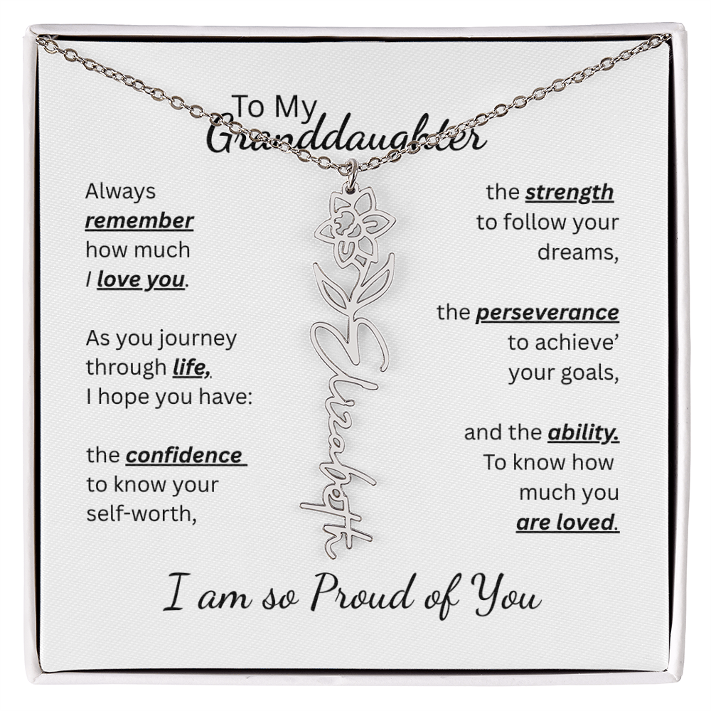 To My Granddaughter-Flower Name Necklace- Customizable