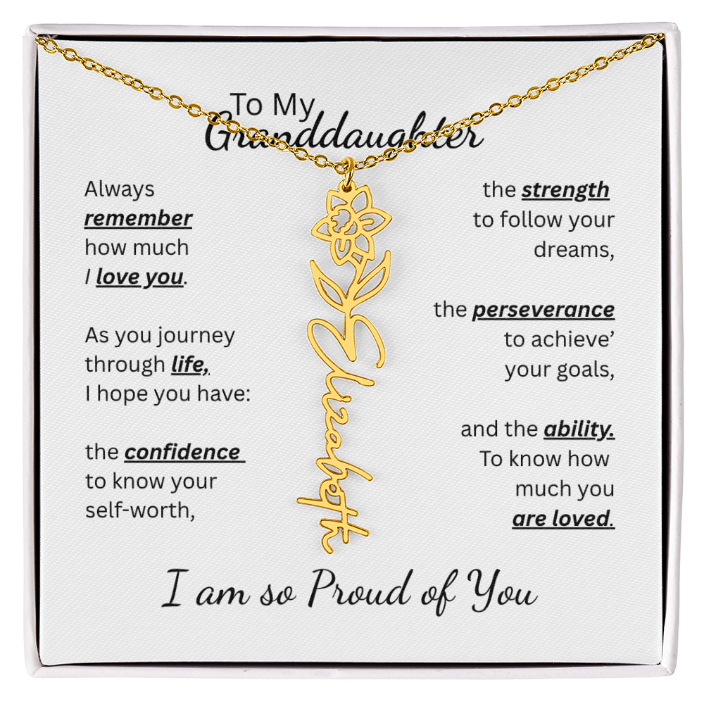 To My Granddaughter-Flower Name Necklace- Customizable