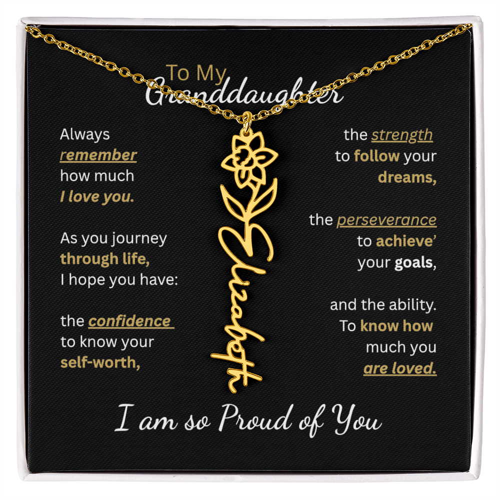 To My Granddaughter-Flower Name Necklace-Customizable