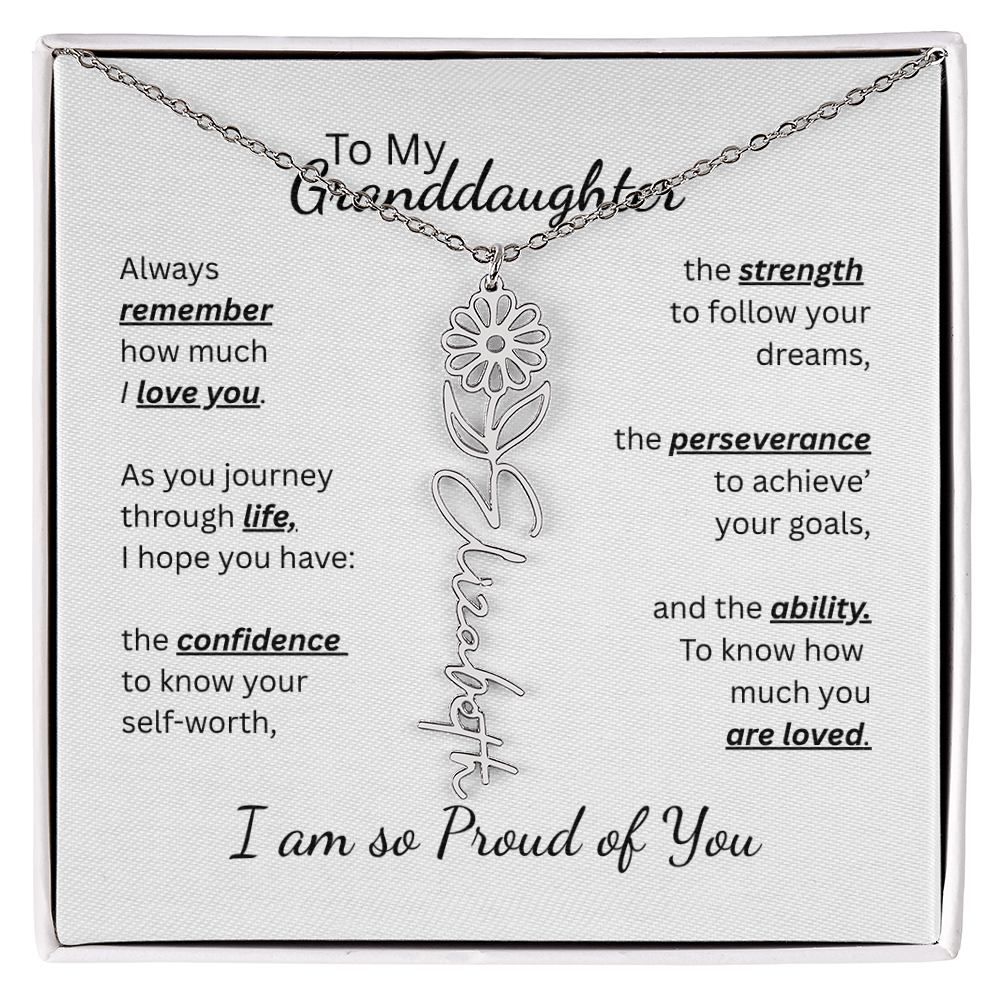 To My Granddaughter-Flower Name Necklace- Customizable