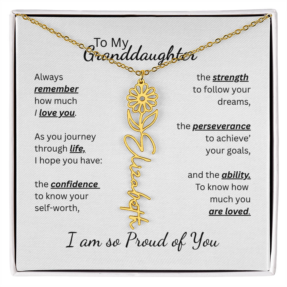 To My Granddaughter-Flower Name Necklace- Customizable