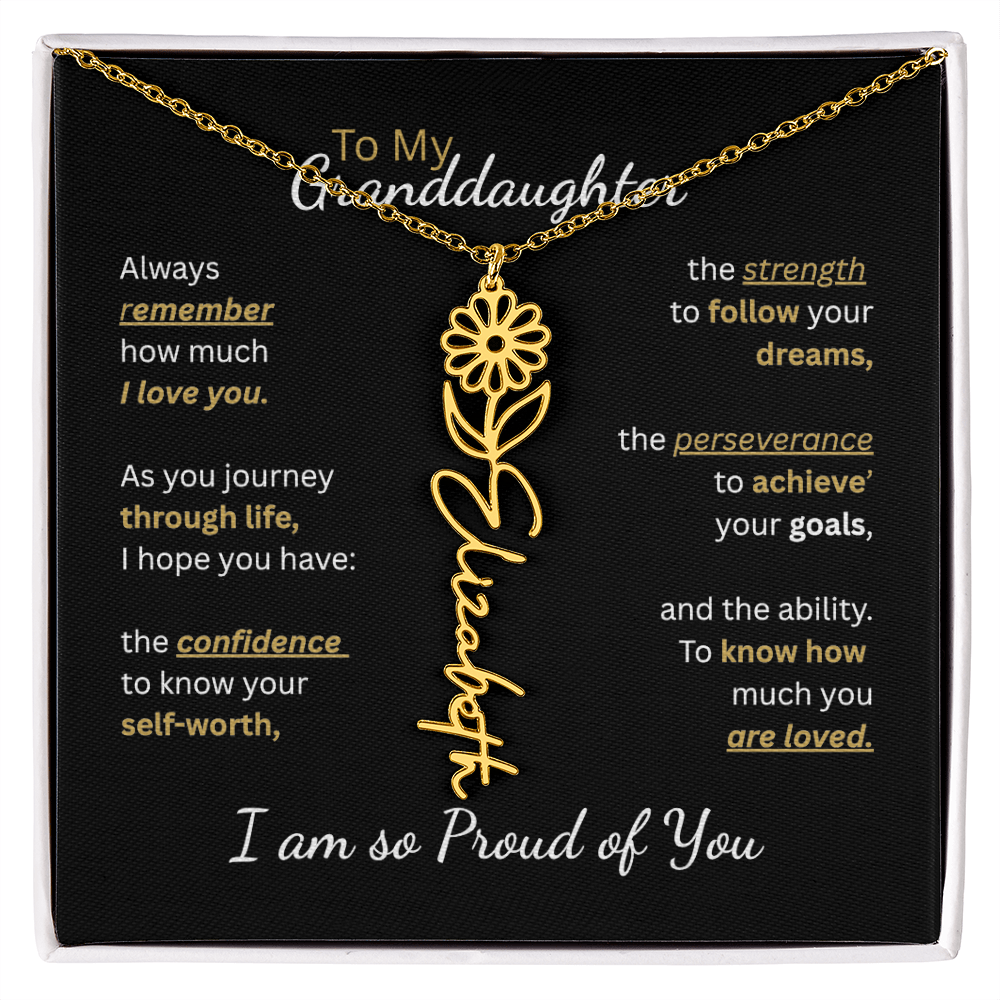 To My Granddaughter-Flower Name Necklace-Customizable