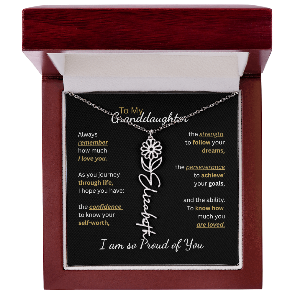 To My Granddaughter-Flower Name Necklace-Customizable