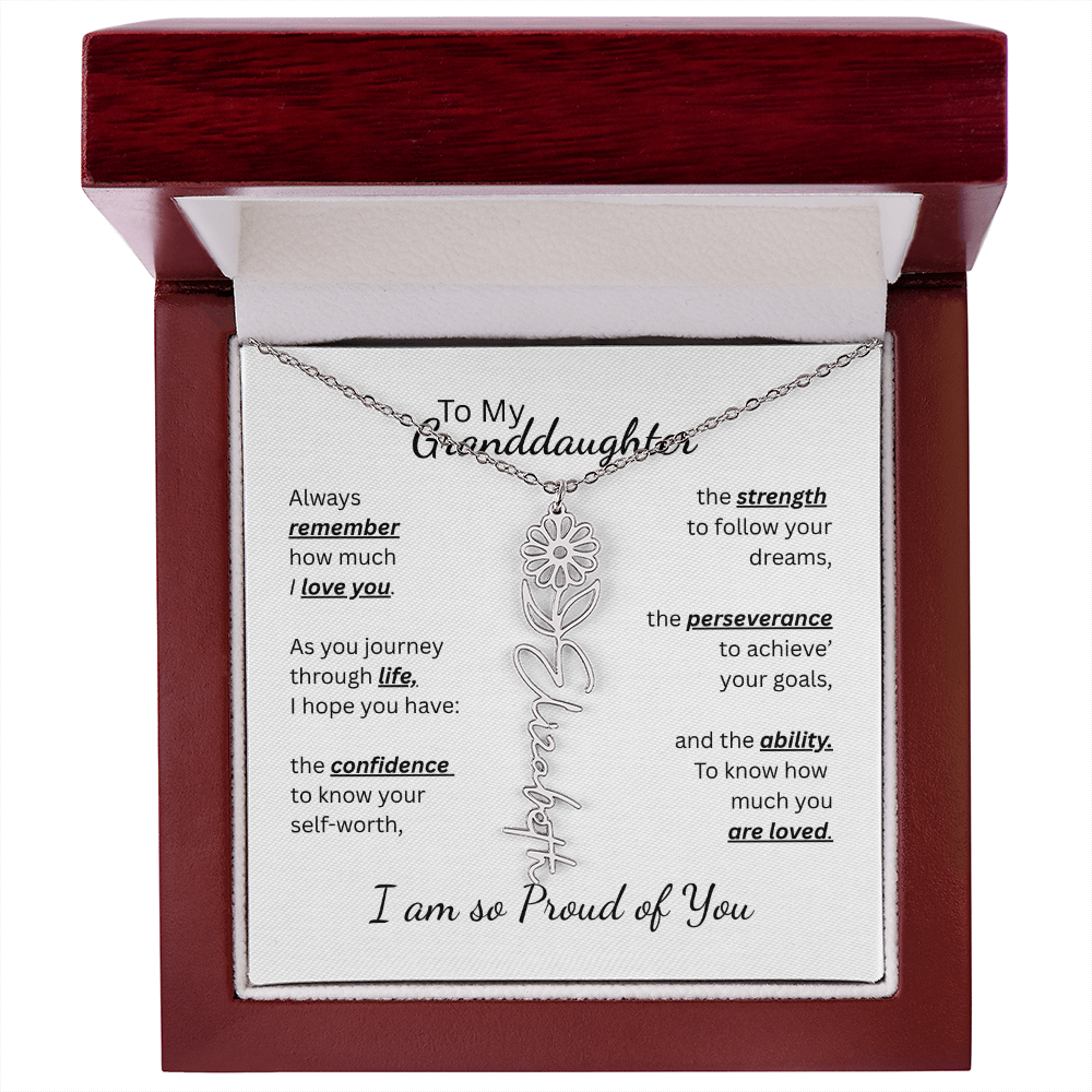 To My Granddaughter-Flower Name Necklace- Customizable