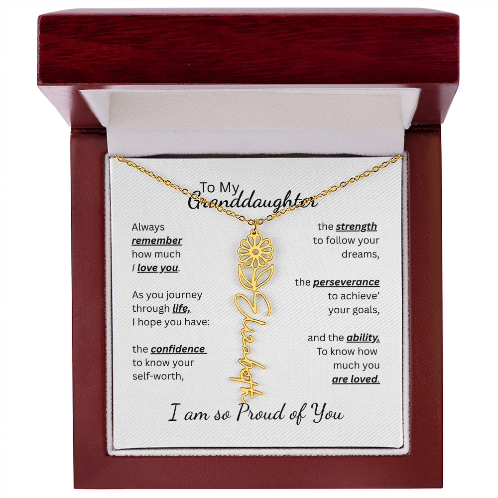 To My Granddaughter-Flower Name Necklace- Customizable