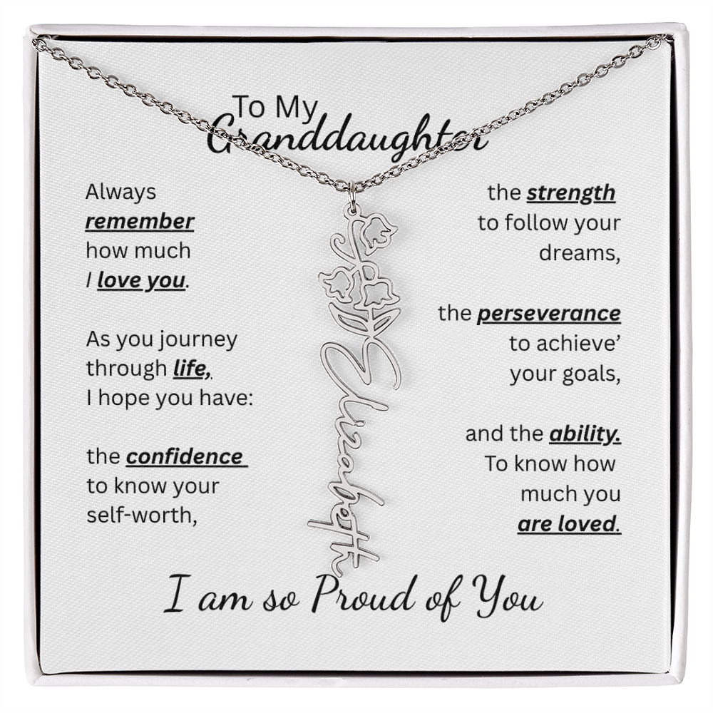 To My Granddaughter-Flower Name Necklace- Customizable