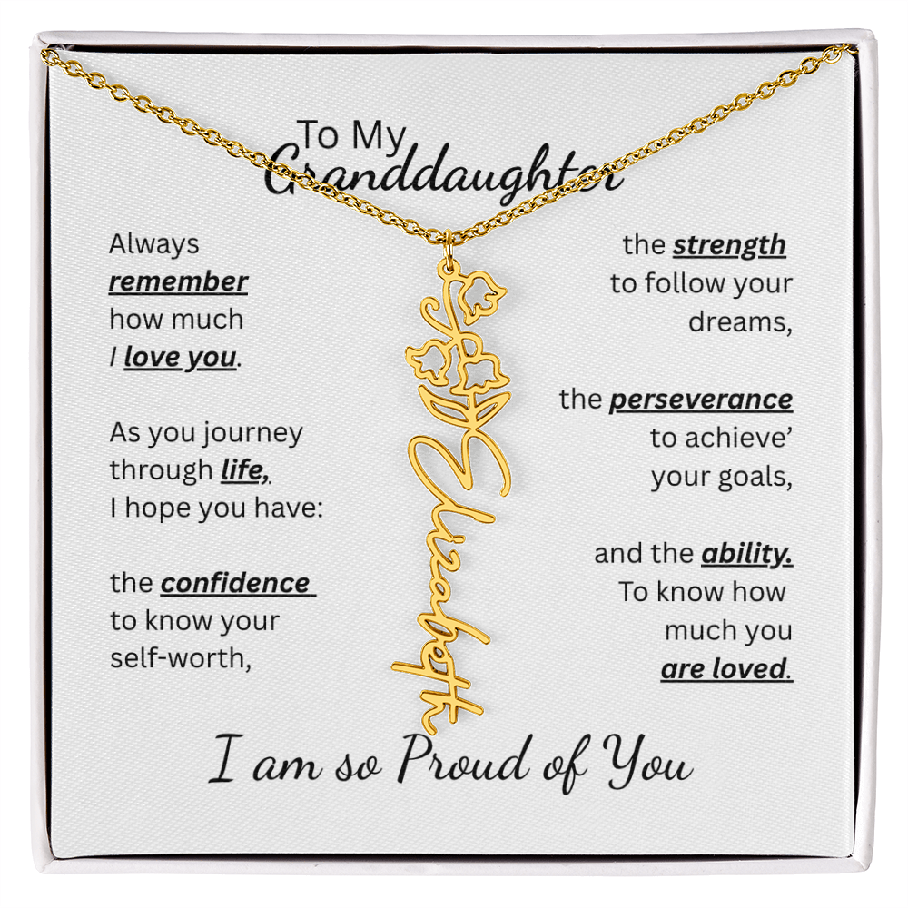 To My Granddaughter-Flower Name Necklace- Customizable