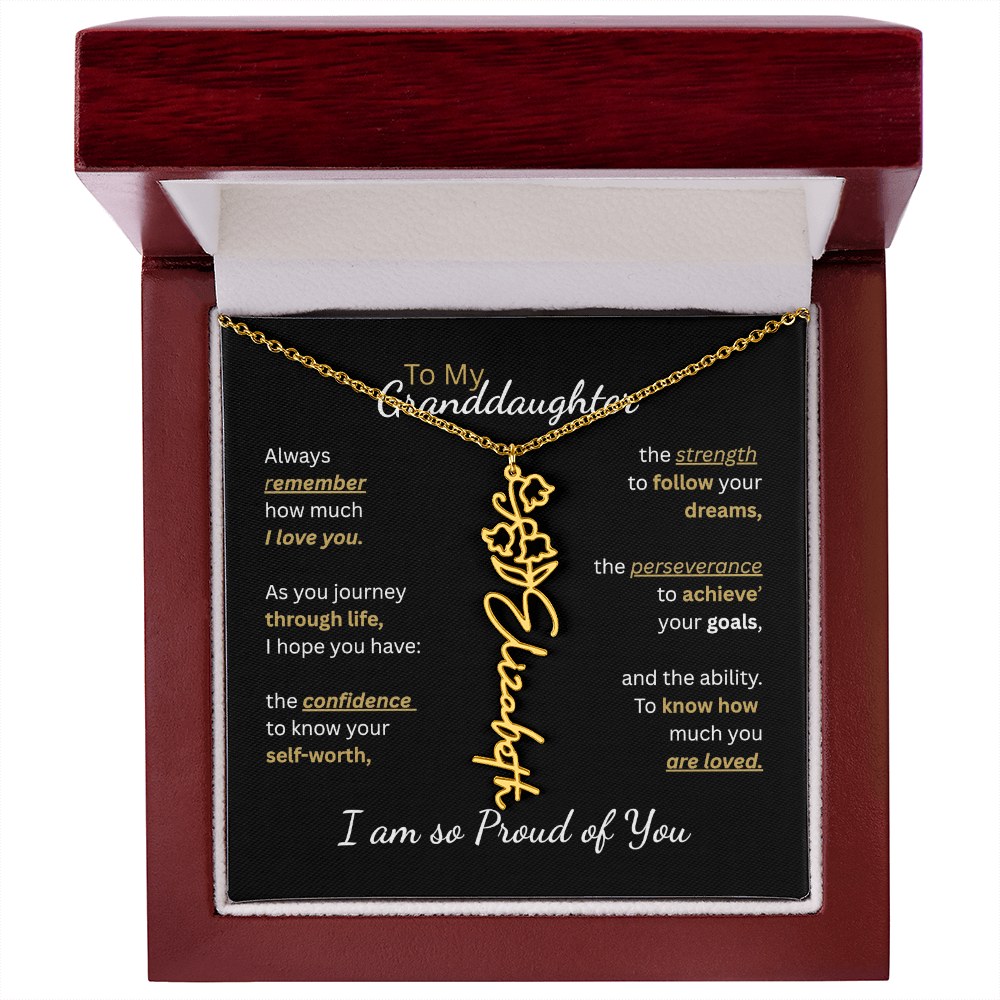 To My Granddaughter-Flower Name Necklace-Customizable