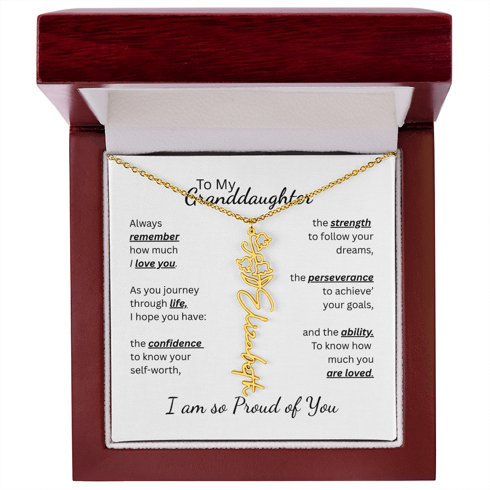 To My Granddaughter-Flower Name Necklace- Customizable