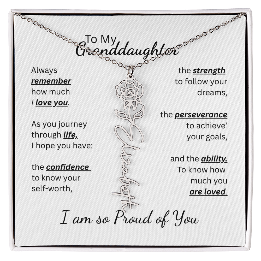 To My Granddaughter-Flower Name Necklace- Customizable