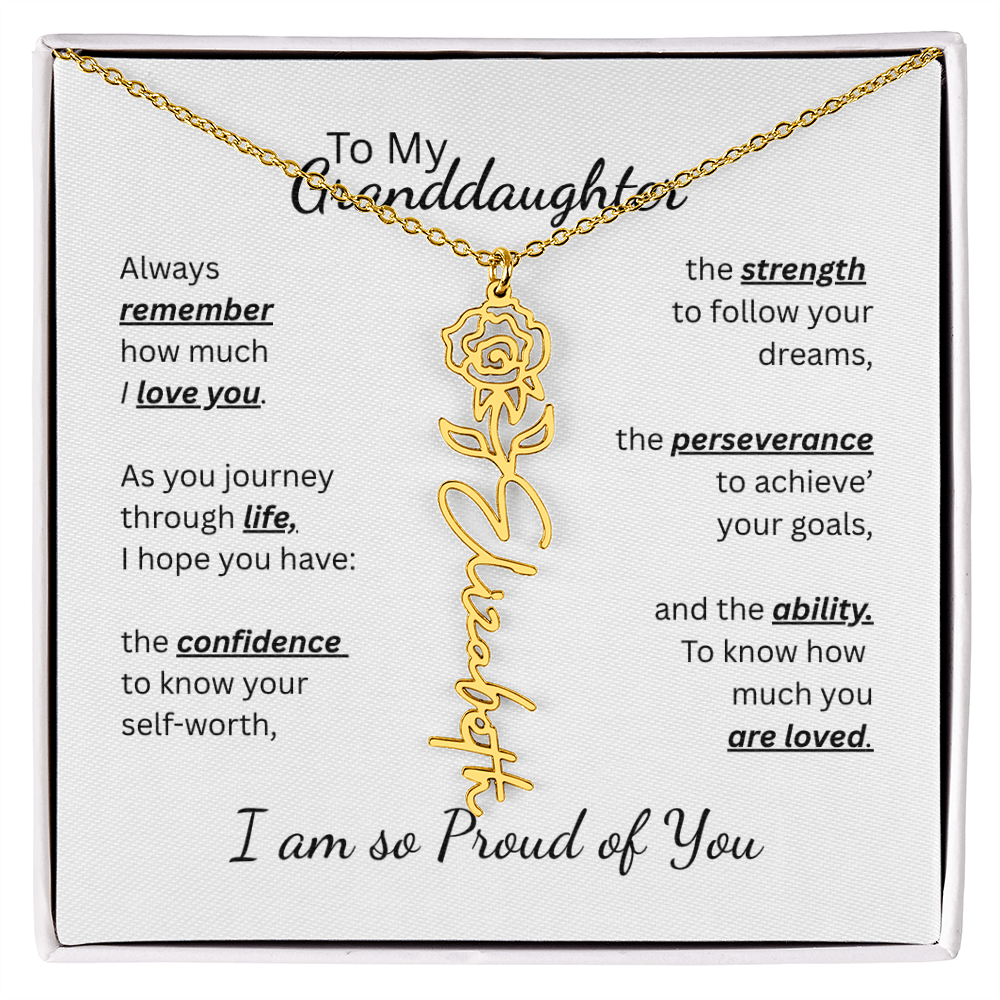 To My Granddaughter-Flower Name Necklace- Customizable
