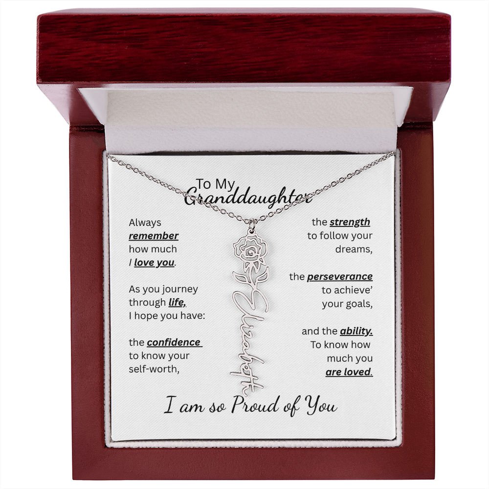 To My Granddaughter-Flower Name Necklace- Customizable