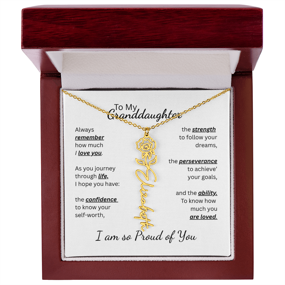 To My Granddaughter-Flower Name Necklace- Customizable