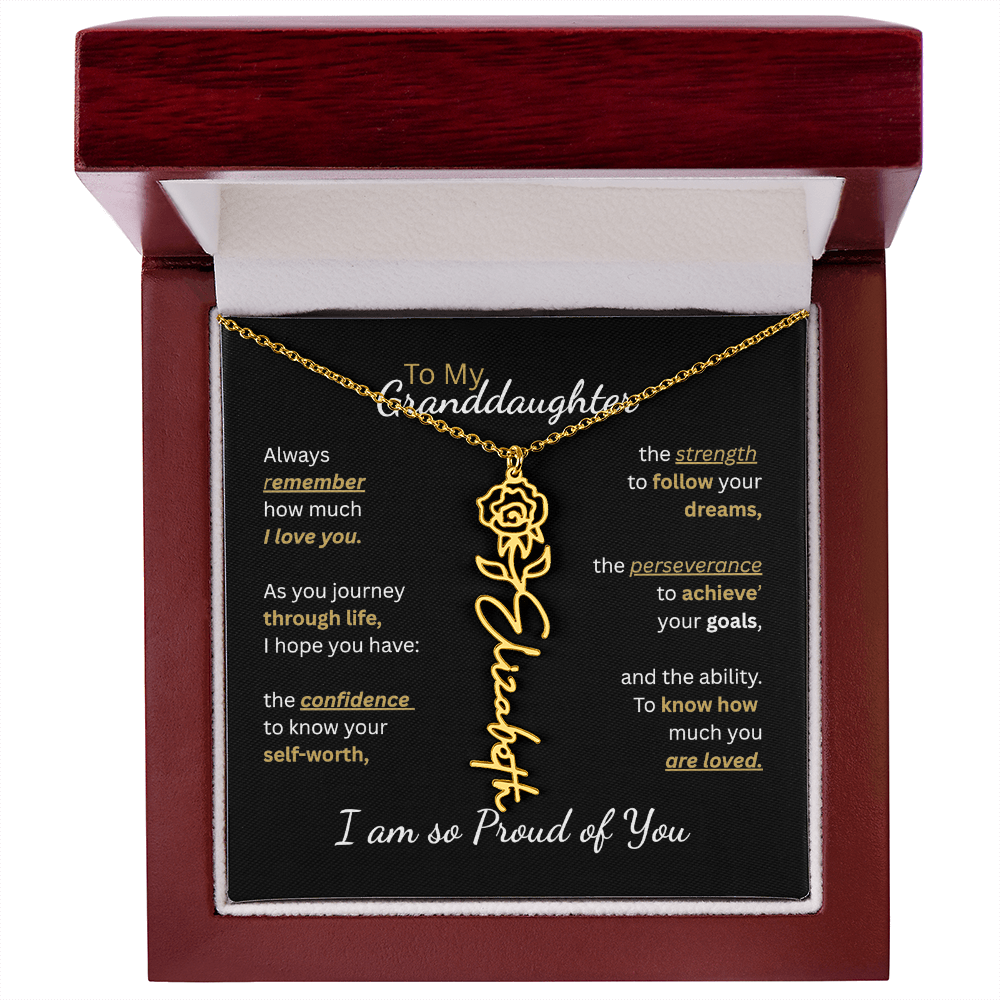 To My Granddaughter-Flower Name Necklace-Customizable