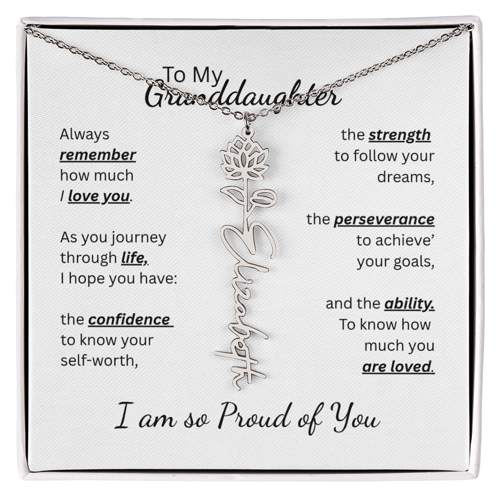 To My Granddaughter-Flower Name Necklace- Customizable