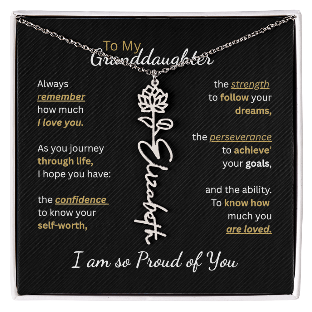 To My Granddaughter-Flower Name Necklace-Customizable