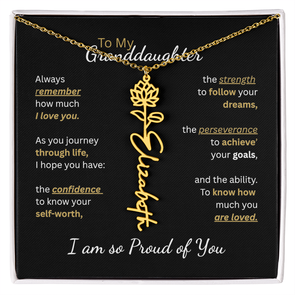 To My Granddaughter-Flower Name Necklace-Customizable