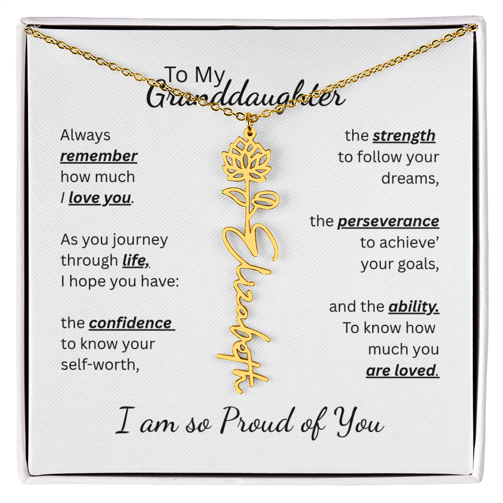 To My Granddaughter-Flower Name Necklace- Customizable