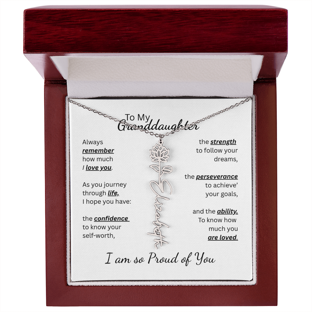 To My Granddaughter-Flower Name Necklace- Customizable