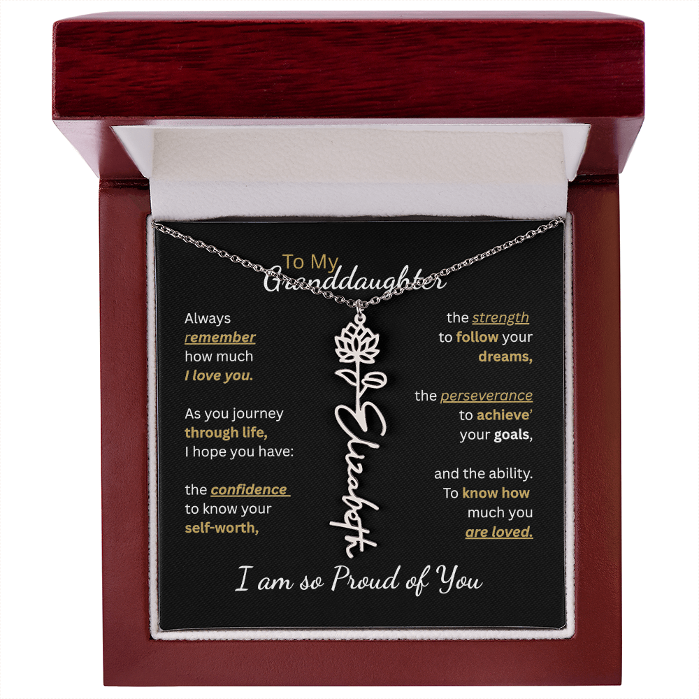 To My Granddaughter-Flower Name Necklace-Customizable